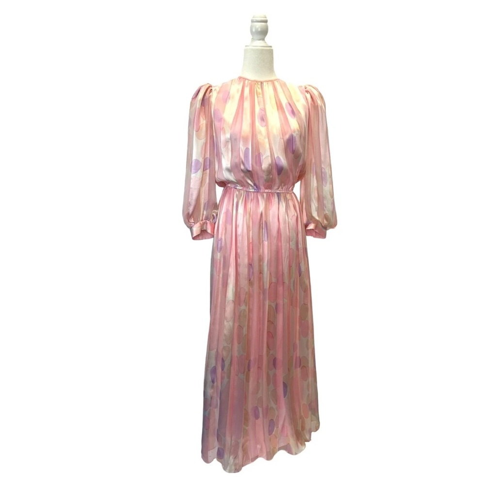 Vintage Floral Pink and White Dress